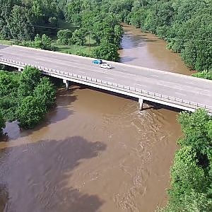 Aerial Views of the Rain Swollen Haw River - Graham, NC
