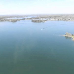 Boat on a beautiful day drone footage